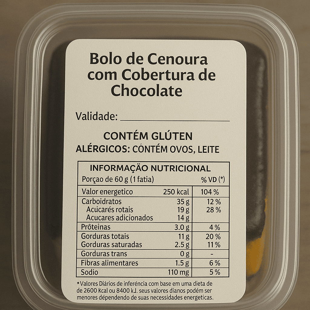 rotulo com informaçoes nutricional