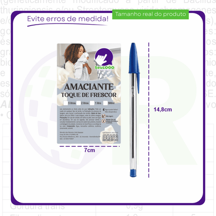 Rótulo para Amaciante (7x11cm) - 4 Cantos Arredondados
