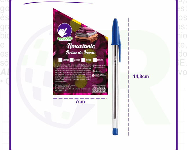 Rótulo para Amaciante (7x11cm) - Diagonal