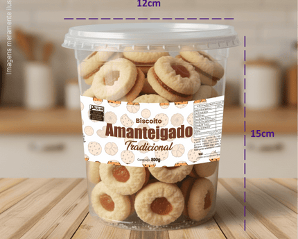 Rótulo Frontal para Biscoito Amanteigado (15x5cm) - 4 Cantos Arredondados