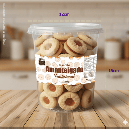 Rótulo Frontal para Biscoito Amanteigado (15x5cm) - 4 Cantos Arredondados