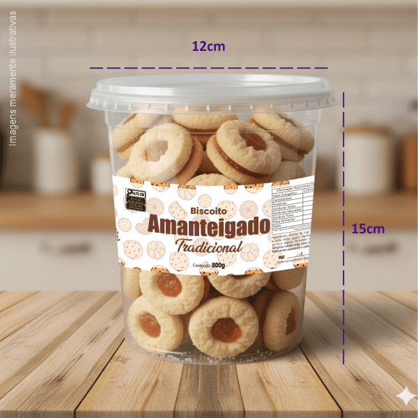 Rótulo Frontal para Biscoito Amanteigado (15x5cm) - 4 Cantos Arredondados