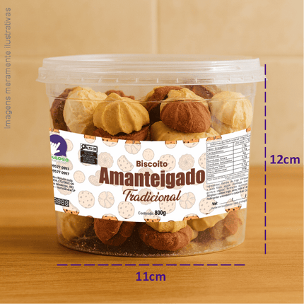 Rótulo Frontal para Biscoito Amanteigado (15x5cm) - 4 Cantos Arredondados