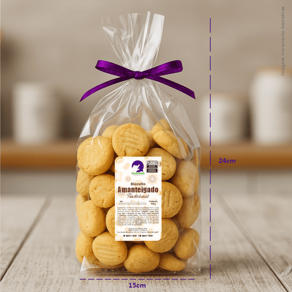 Rótulo para Biscoito Amanteigado (5x9cm) - 2 Cantos Arredondados