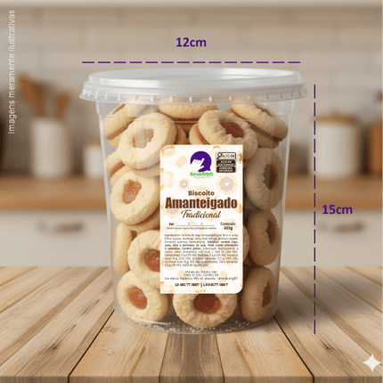 Rótulo para Biscoito Amanteigado (5x9cm) - 2 Cantos Arredondados