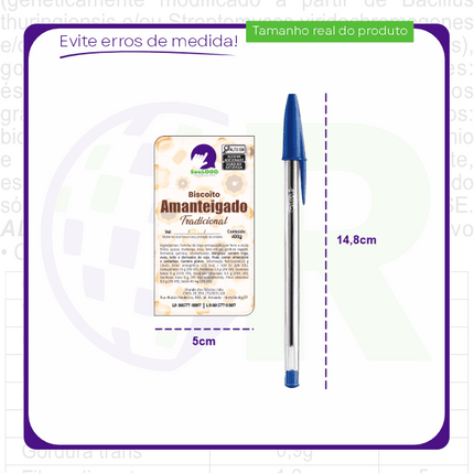 Rótulo para Biscoito Amanteigado (5x9cm) - 2 Cantos Arredondados