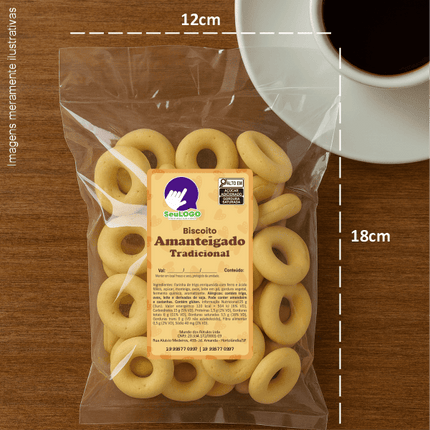 Rótulo para Biscoito Amanteigado (5x9cm) - 4 Cantos Arredondados