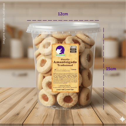 Rótulo para Biscoito Amanteigado (5x9cm) - 4 Cantos Arredondados