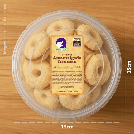 Rótulo para Biscoito Amanteigado (5x9cm) - 4 Cantos Arredondados