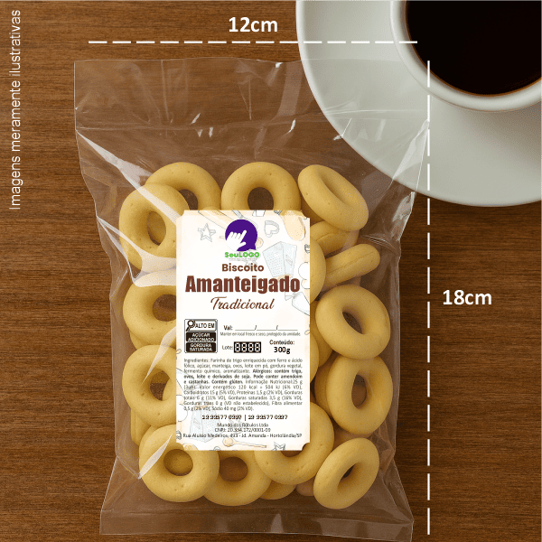 Rótulo para Biscoito Amanteigado (5x9cm) - Chanfrado