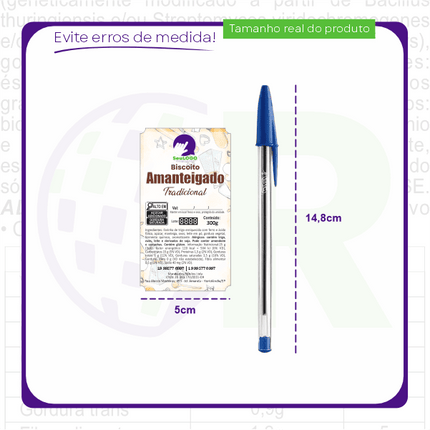 Rótulo para Biscoito Amanteigado (5x9cm) - Chanfrado