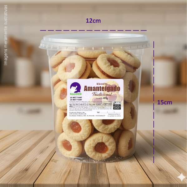 Rótulo para Biscoito Amanteigado (7x5cm) - 4 Cantos Arredondados