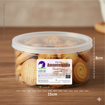 Rótulo para Biscoito Amanteigado (7x5cm) - 4 Cantos Arredondados