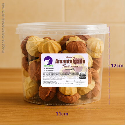 Rótulo para Biscoito Amanteigado (7x5cm) - 4 Cantos Arredondados