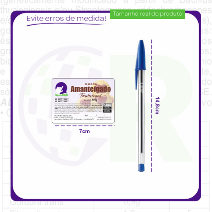 Rótulo para Biscoito Amanteigado (7x5cm) - 4 Cantos Arredondados