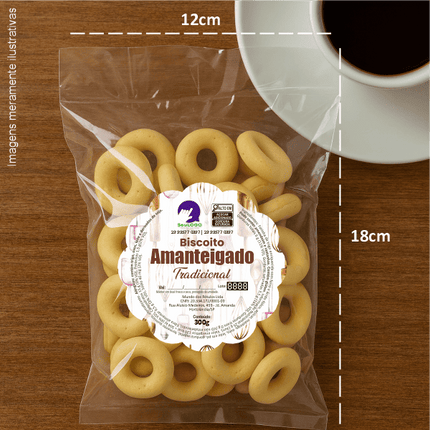 Rótulo para Tampa de Biscoito Amanteigado (8x8cm) - Carimbo