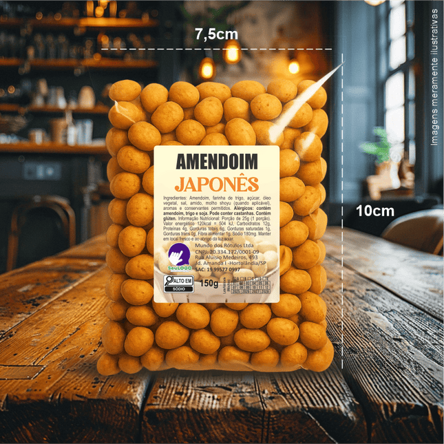 Rótulo para Amendoim Japonês (4x5cm) - 4 Cantos Arredondados