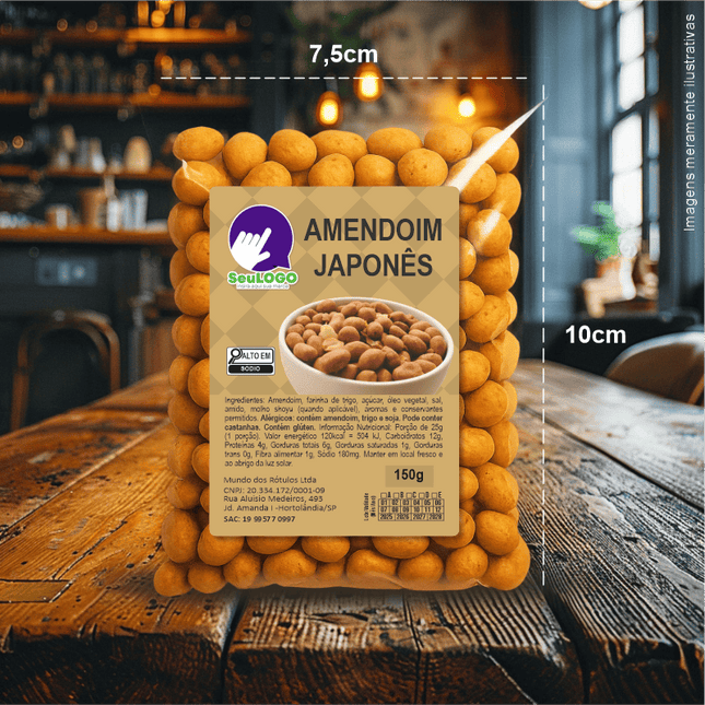 Rótulo para Amendoim Japônes (5x7cm) - 4 Cantos Arredondados