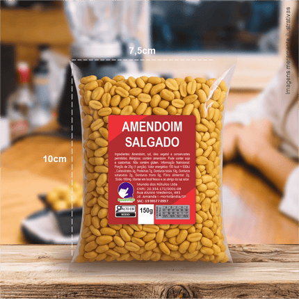 Rótulo para Amendoim Torrado Salgado (4x5cm) - 4 Cantos Arredondados
