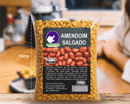 Rótulo para Amendoim Torrado Salgado (5x7cm) - 4 Cantos Arredondados