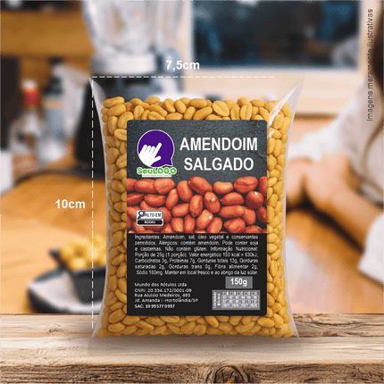 Rótulo para Amendoim Torrado Salgado (5x7cm) - 4 Cantos Arredondados