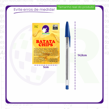 Rótulo para Batata Chips (6x9cm) - 4 Cantos Arredondados