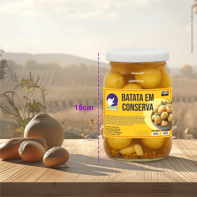 Rótulo para Batata em Conserva  (11x7cm) - 4 Cantos Arredondados