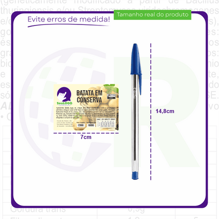 Rótulo para Batata em Conserva (5x7cm) - 4 Cantos Arredondados