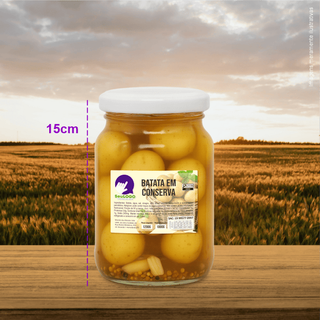 Rótulo para Batata em Conserva (5x7cm) - 4 Cantos Arredondados