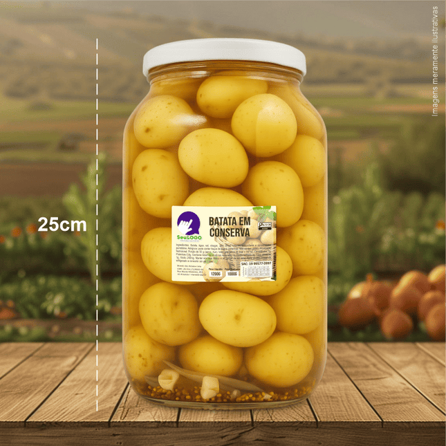 Rótulo para Batata em Conserva (5x7cm) - 4 Cantos Arredondados