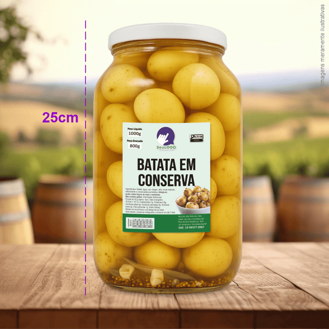 Rótulo para Batata em Conserva (8x10cm)- 4 Cantos Arredondados