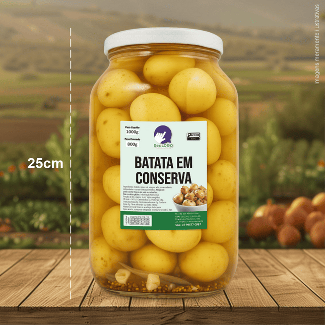 Rótulo para Batata em Conserva (8x10cm)- 4 Cantos Arredondados