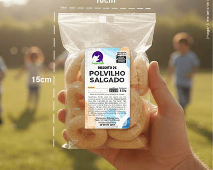 Rótulo para Biscoito Polvilho (5x9cm) - 2 Cantos Arredondados