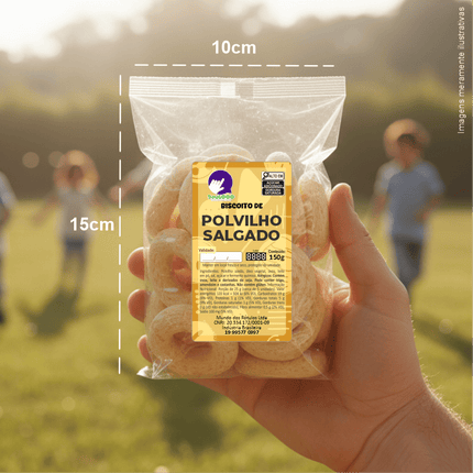 Rótulo para Biscoito Polvilho (5x9cm) - 4 Cantos Arredondados