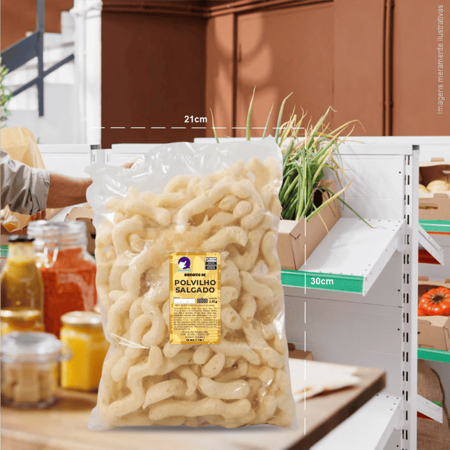 Rótulo para Biscoito Polvilho (5x9cm) - 4 Cantos Arredondados