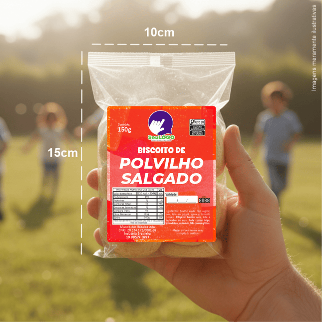 Rótulo para Biscoito Polvilho (8x10cm) - 4 Cantos Arredondados