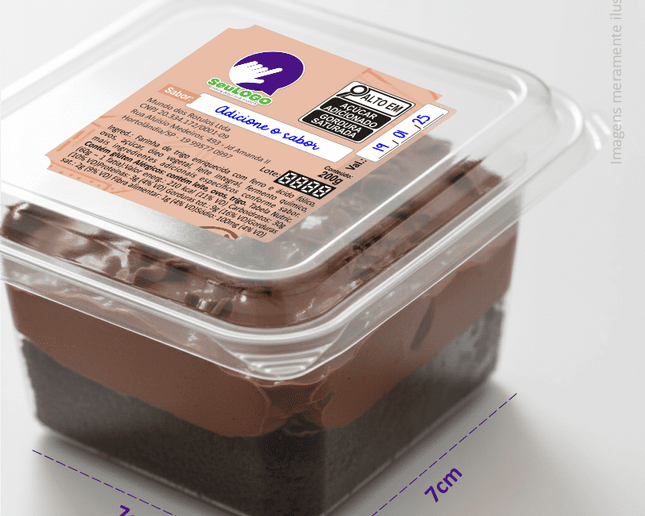 Rótulo para Bolo de Pote (5x5cm) - Chanfrado