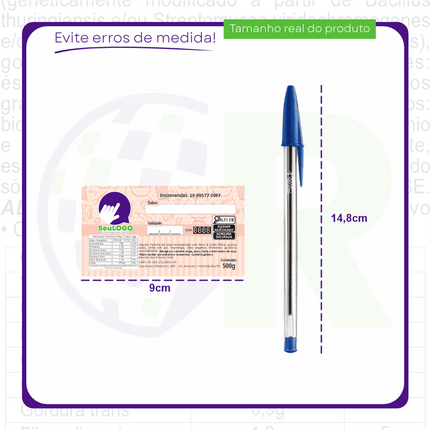 Rótulo para Bolo Seco (9x5cm) - 2 Cantos Arredondados