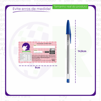 Rótulo para Bolo Seco (9x5cm) - 4 Cantos Arredondados
