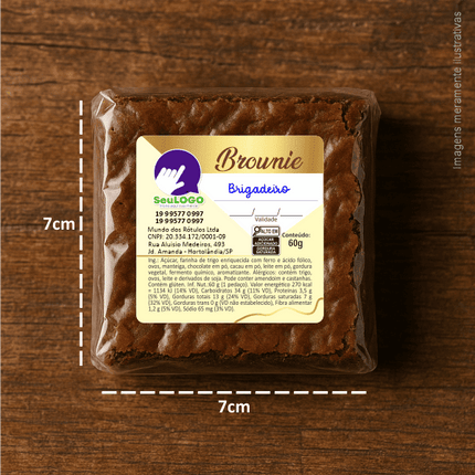 Rótulo para Brownie (5x5cm) - 4 Cantos Arredondados