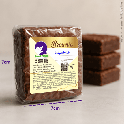Rótulo para Brownie (5x5cm) - 4 Cantos Arredondados