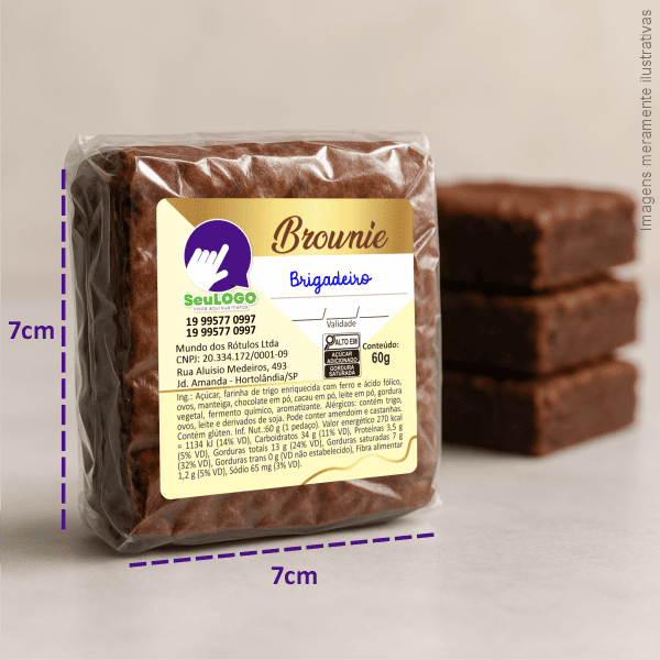 Rótulo para Brownie (5x5cm) - 4 Cantos Arredondados