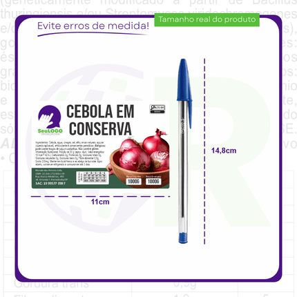 Rótulo para Cebola em Conserva (11x7cm) - 4 Cantos Arredondados