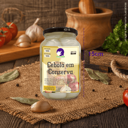 Rótulo para Cebola em Conserva (8x10cm) - 4 Cantos Arredondados