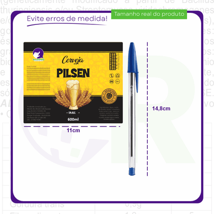 Rótulo para Cerveja (11x9cm) - 4 Cantos Arredondados
