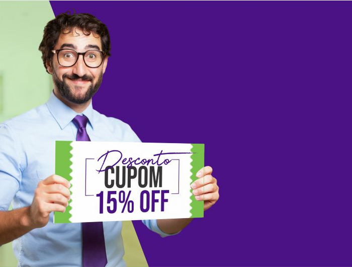 <h1>NOVO POR AQUI?<br/></h1><h2><span style="text-decoration:underline"><strong>15% de desconto</strong></span></h2><h1></h1><h3><span style="text-decoration:underline">para começar com</span></h3><h3><span style="text-decoration:underline">o pé direito.</span></h3><h2></h2><h6><span style="text-decoration:underline"><br/></span></h6>