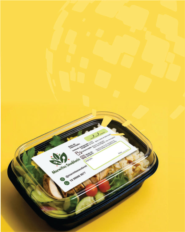 marmita com rotulo personalizado