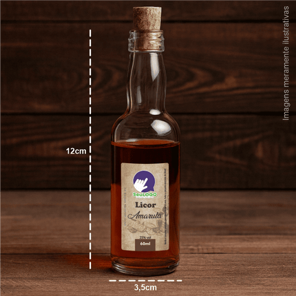 Rótulo para Licor (2,5x4,5cm) - 4 cantos Arredondados