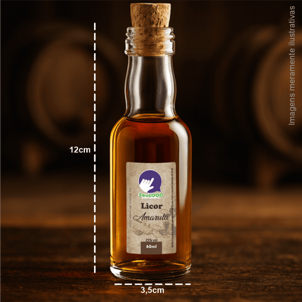 Rótulo para Licor (2,5x4,5cm) - 4 cantos Arredondados