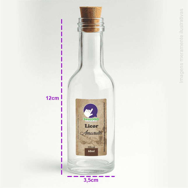 Rótulo para Licor (2,5x4,5cm) - 4 cantos Arredondados